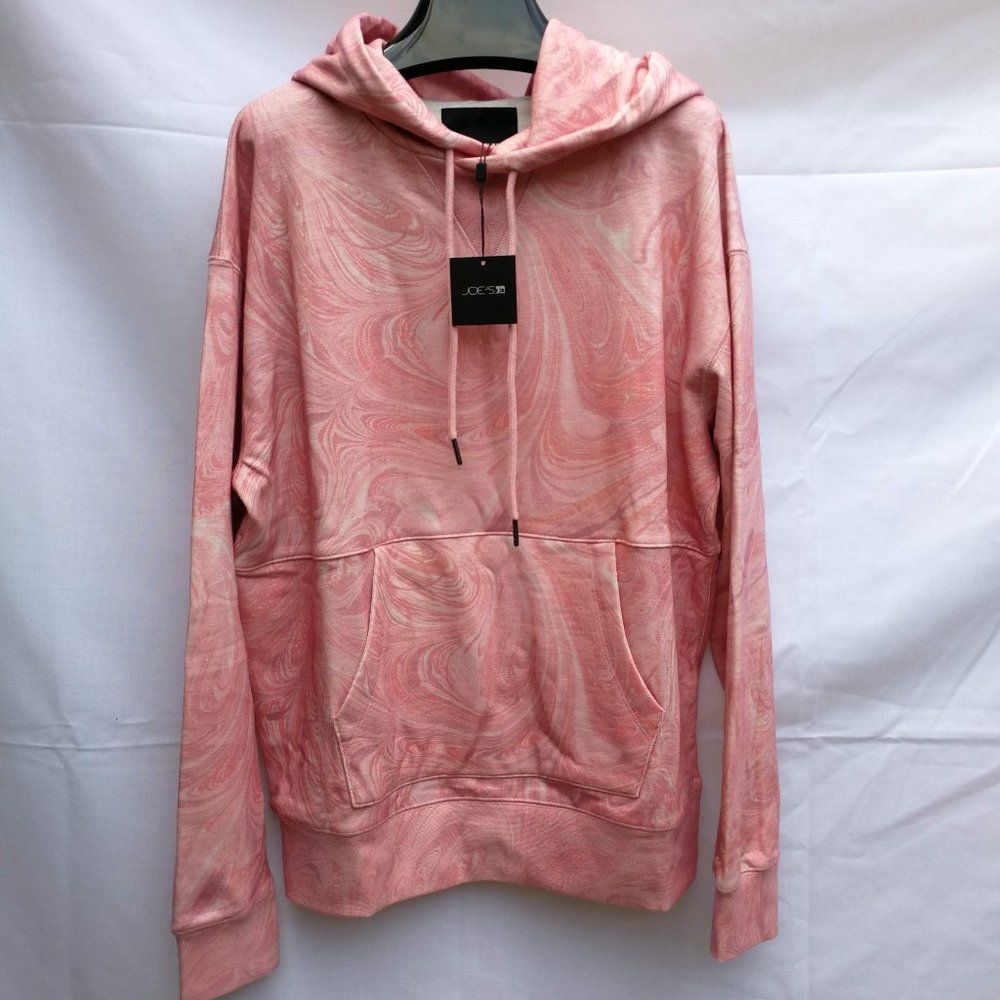 (NWT)Joe's Jeans Men's Marble Tie-Dye French Terry Fleece Hoodie Size:M/Tea Rose
